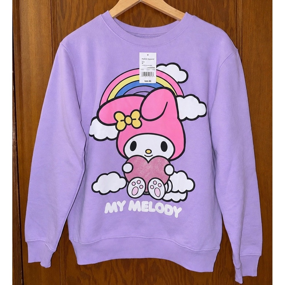 Sanrio My Melody Lavender Rainbow Heart Sweatshirt Hybrid Apparel Medium NWT